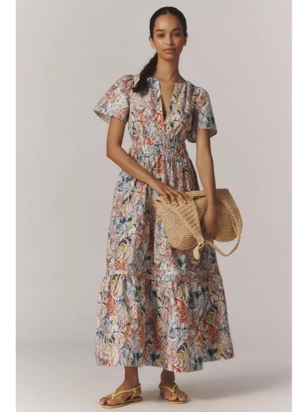 Anthropologie The Somerset Maxi Printed Dress Sz XS